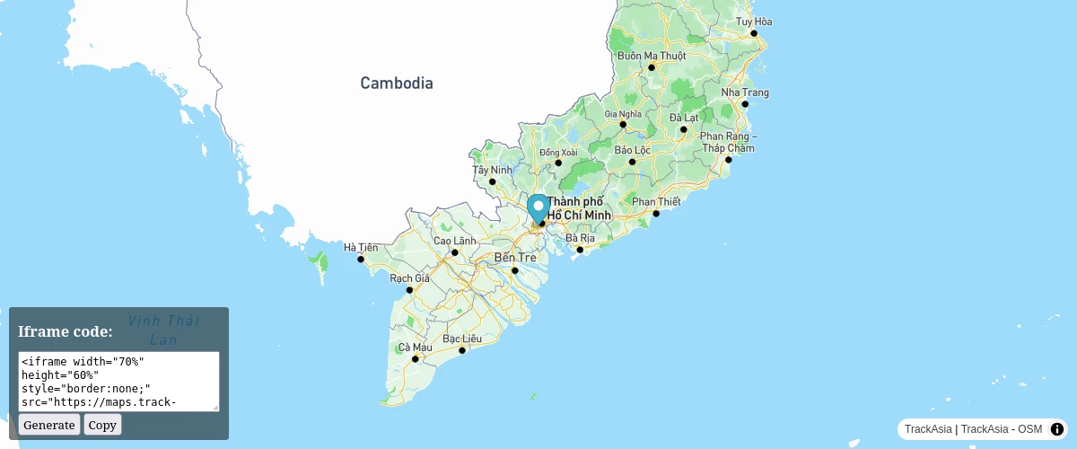 Generate iframe TrackAsia map that can embedded on the website.