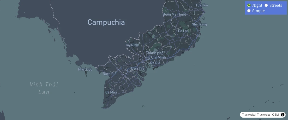 Example list map styles with TrackAsia GL.
